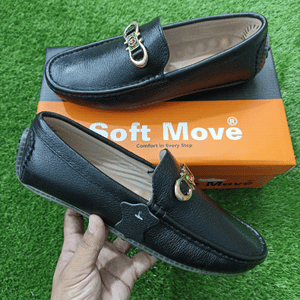 Soft Move Medicated Sole Black Leather Loafer