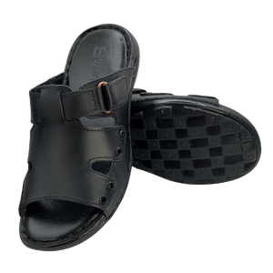 S Collection Handmade Black Leather Slipper