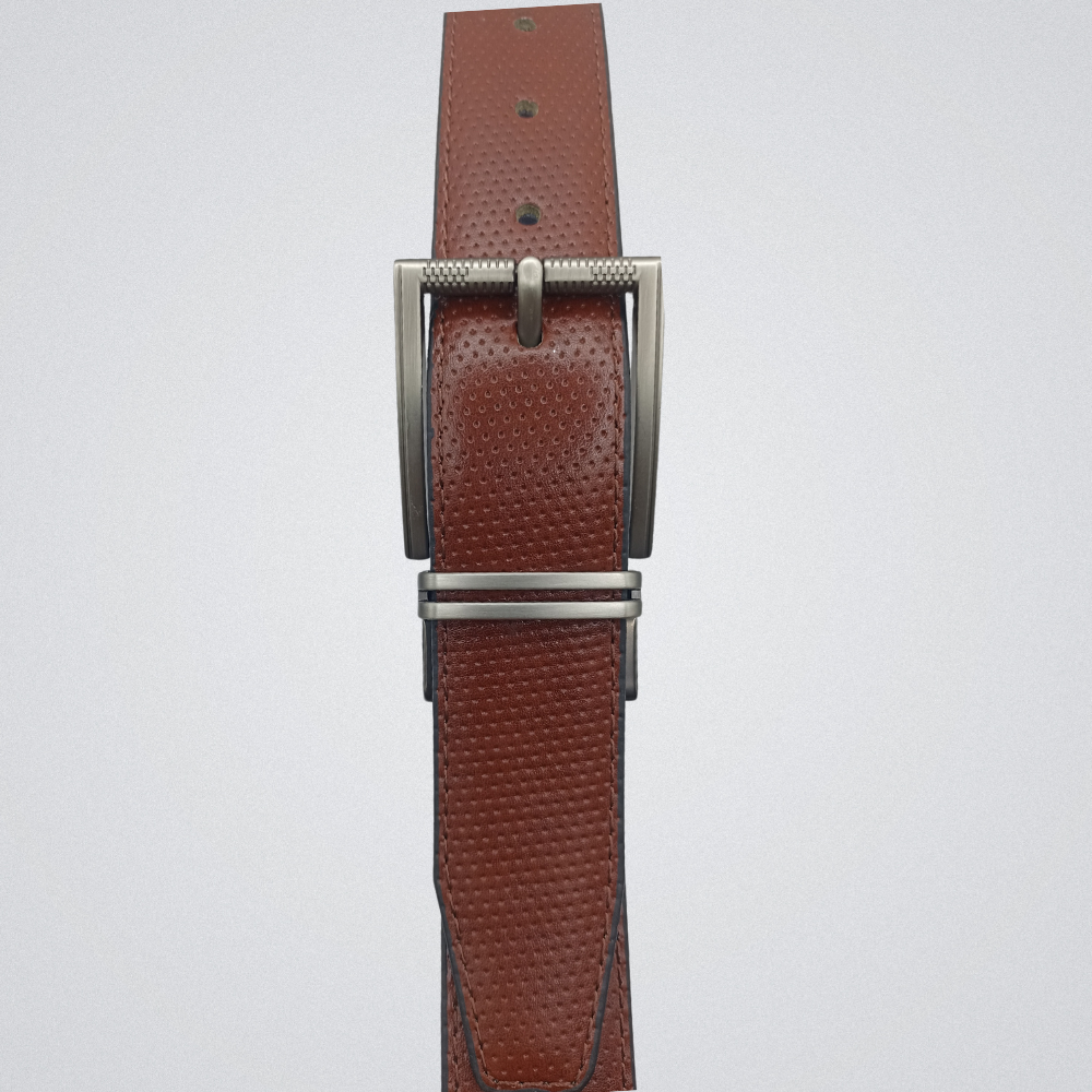 2-in-1 Reversible Leather Belt Needle Texture with Chrome Buckle