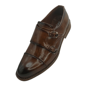 Dejavu Premium Textured Double Monk Chiko Shoes