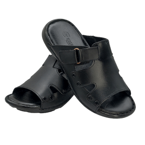 S Collection Handmade Black Leather Slipper