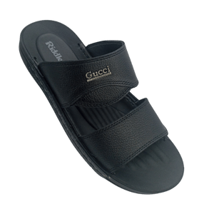 Riddles Medicated Sole Black Leather Waterproof Slipper