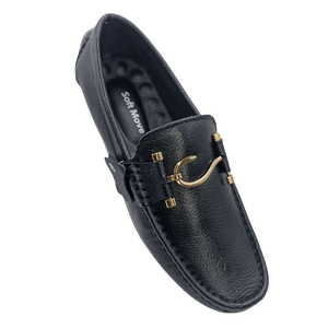 Soft Move Medicated Sole S Buckle Black Leather Loafer