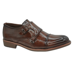 Dejavu Premium Textured Double Monk Chiko Shoes