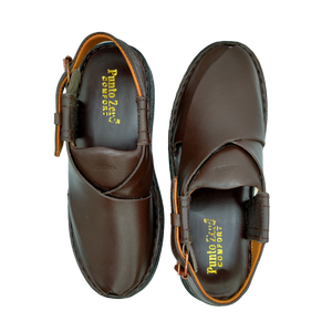 Punto Zero Brown Leather Peshawari Chappal