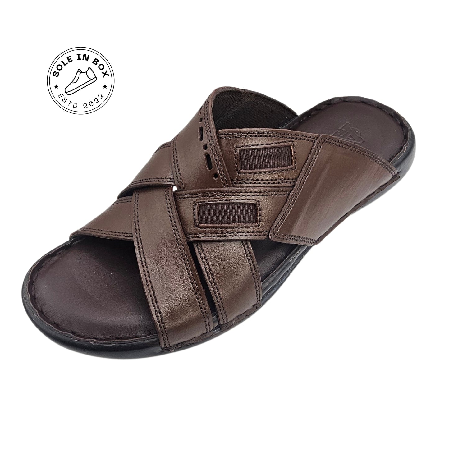A Collection Brown Leather Comfort Slipper
