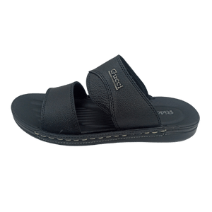 Riddles Medicated Sole Black Leather Waterproof Slipper