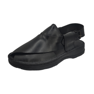 Maker Handmade Pure Leather Black Peshawari Chappal