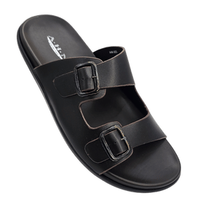 AHN Collection Brown Double Buckle Imported Slipper