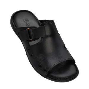 S Collection Handmade Black Leather Slipper