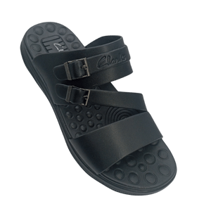 Clarks Medicated Sole Black Leather Comfort Slipper