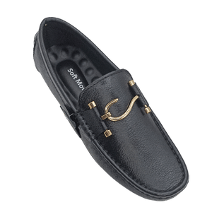 Soft Move Medicated Sole S Buckle Black Leather Loafer