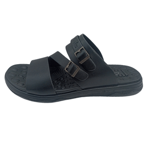 Clarks Medicated Sole Black Leather Comfort Slipper