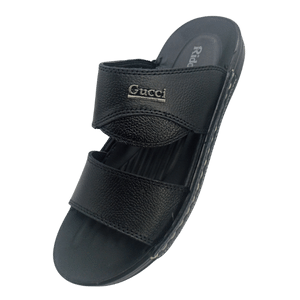 Riddles Medicated Sole Black Leather Waterproof Slipper