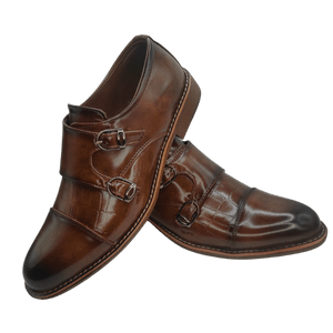 Dejavu Premium Textured Double Monk Chiko Shoes
