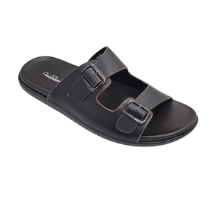 AHN Collection Brown Double Buckle Imported Slipper