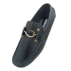 Soft Move Medicated Sole S Buckle Black Leather Loafer