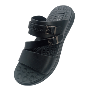 Clarks Medicated Sole Black Leather Comfort Slipper
