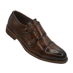 Dejavu Premium Textured Double Monk Chiko Shoes