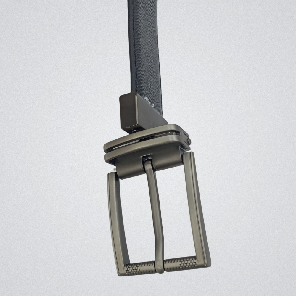2-in-1 Reversible Leather Belt Sutiano Texture with Chrome Buckle