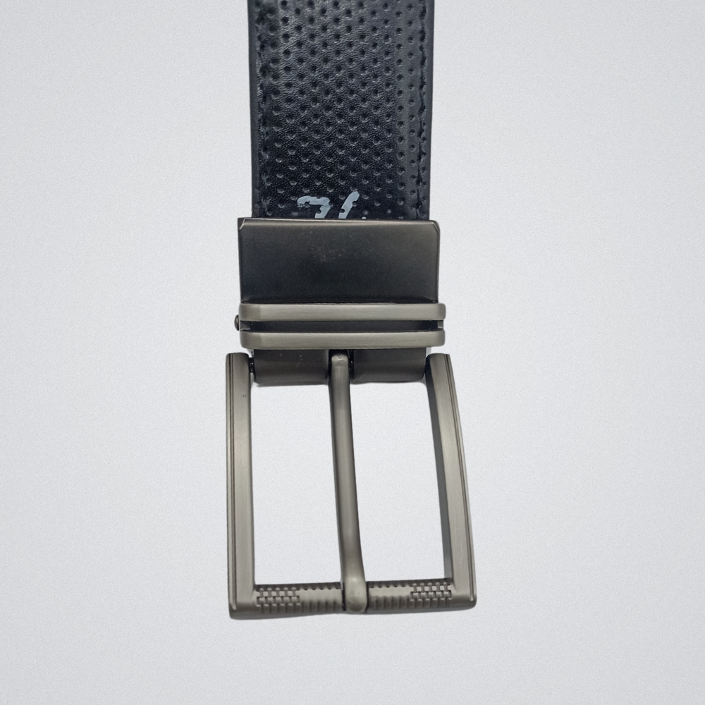 2-in-1 Reversible Leather Belt Needle Texture with Chrome Buckle