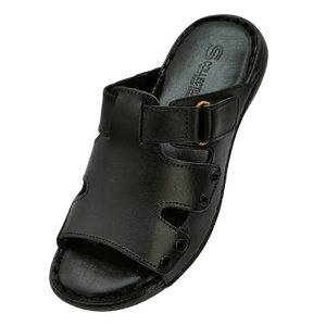 S Collection Handmade Black Leather Slipper