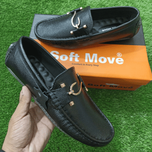Soft Move Medicated Sole S Buckle Black Leather Loafer