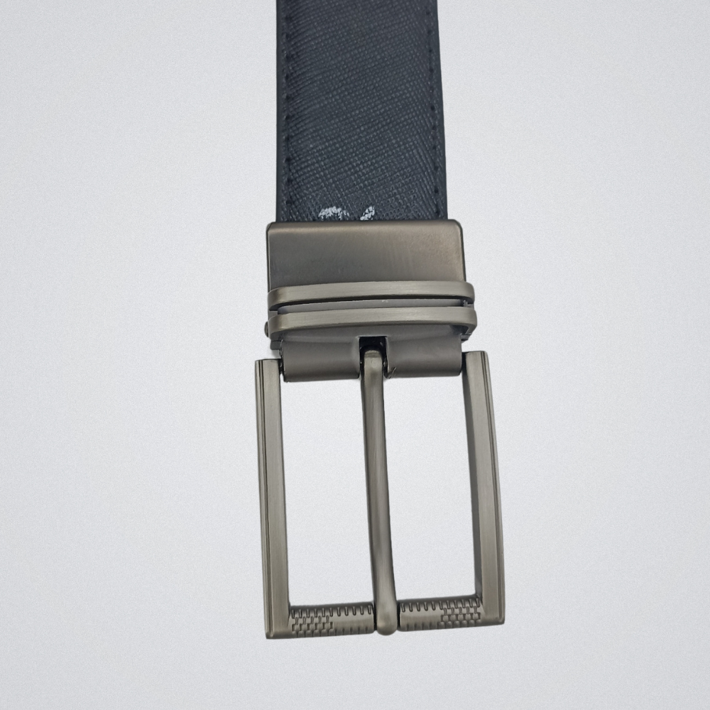 2-in-1 Reversible Leather Belt Sutiano Texture with Chrome Buckle