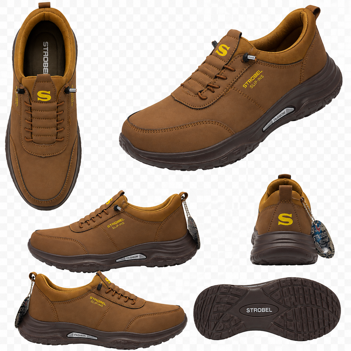 Strobel Brown Slip-Ins Sneakers with Air-Cooled Memory Foam