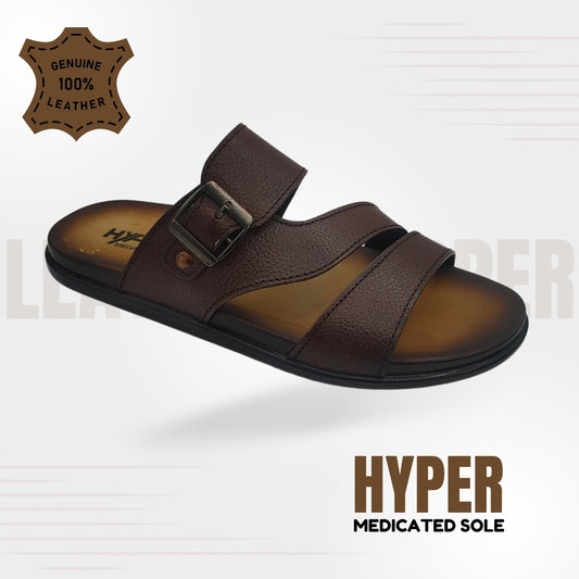 Hyper Executive Medicated Sole Brown Leather Slipper