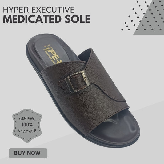 Hyper Executive Medicated Sole Stylish Brown Leather Slipper
