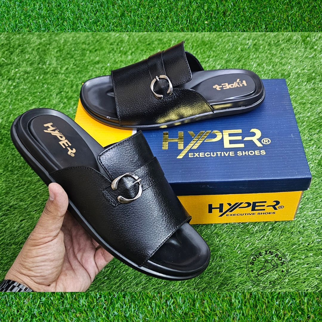 New Hyper Executive Medicated Sole Black Leather Slipper