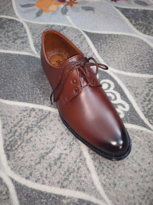 Dejavu Brown Formal Rubber Sole Shoes - Premium Range
