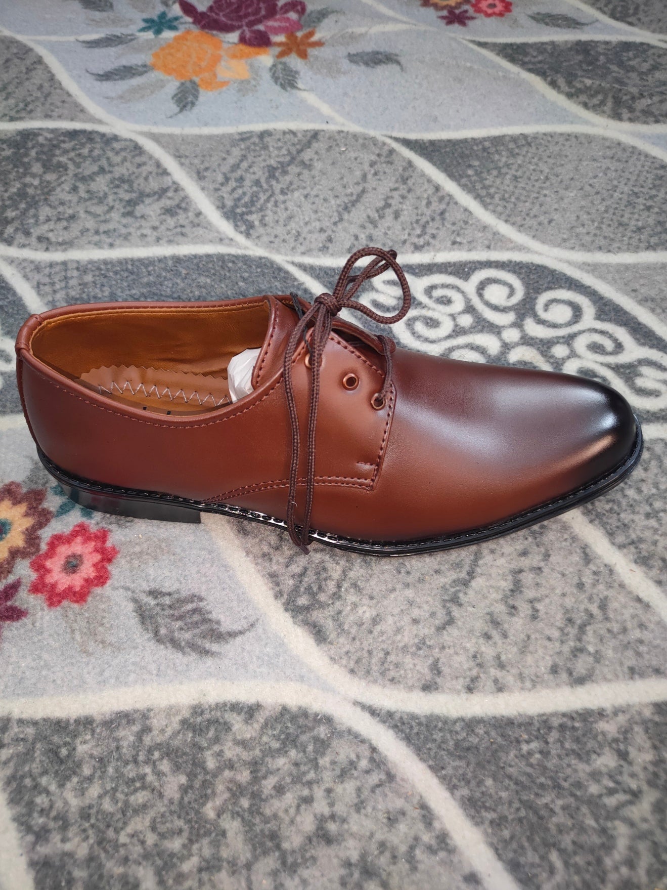 Dejavu Brown Formal Rubber Sole Shoes - Premium Range