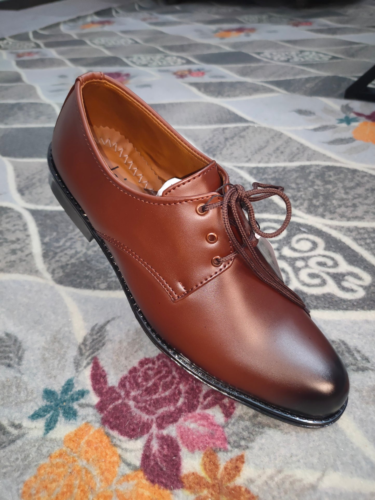 Dejavu Brown Formal Rubber Sole Shoes - Premium Range