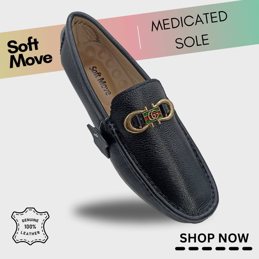 Soft Move Medicated Sole Black Leather Loafer