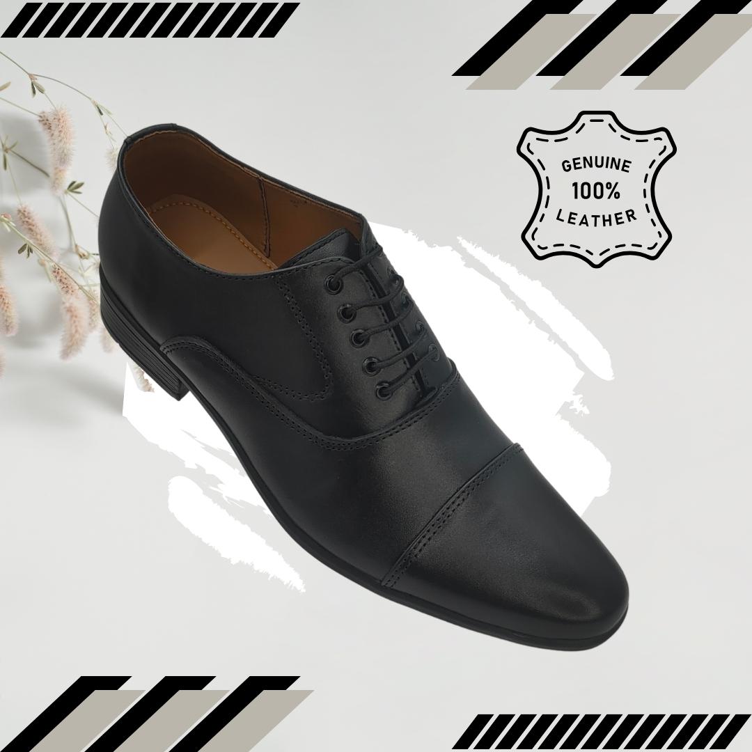 Sole in Box Imported Black Leather Oxford Shoes
