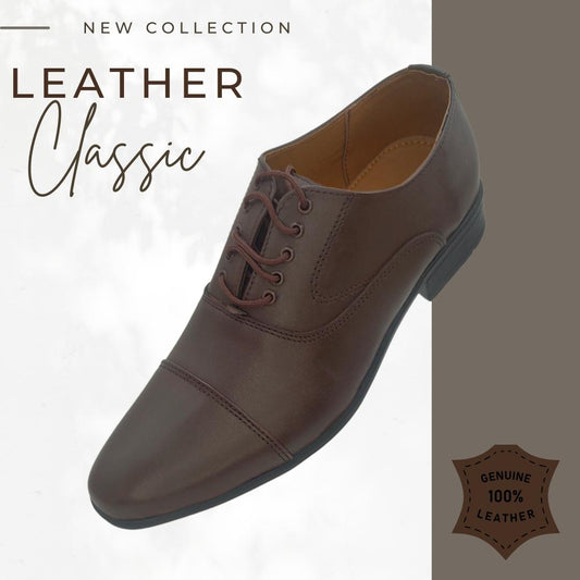 Sole in Box Imported Brown Leather Oxford Shoes