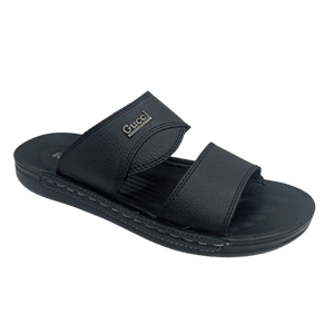 Riddles Medicated Sole Black Leather Waterproof Slipper