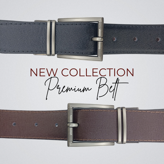 2-in-1 Reversible Leather Belt Sutiano Texture with Chrome Buckle