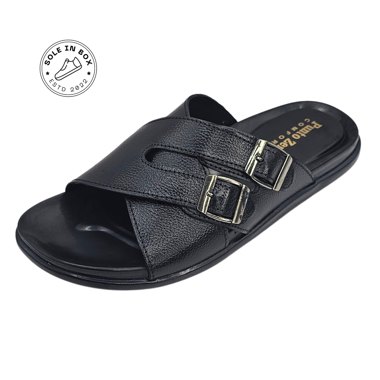Punto Zero Comfort Medicated Sole Black Leather Slipper