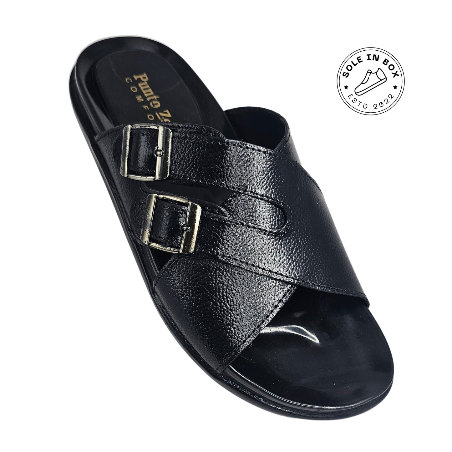 Punto Zero Comfort Medicated Sole Black Leather Slipper