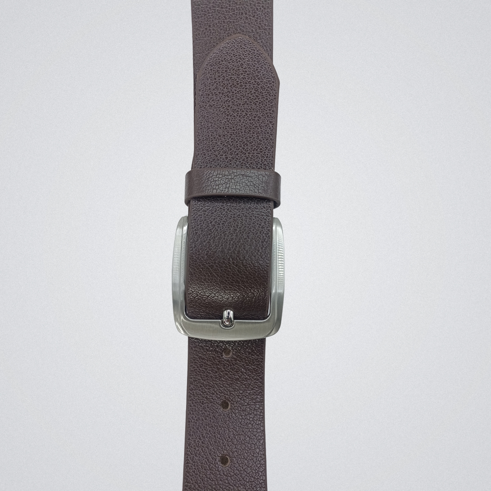 Full Grain Soft Brown Leather Belt with Chrome Buckle