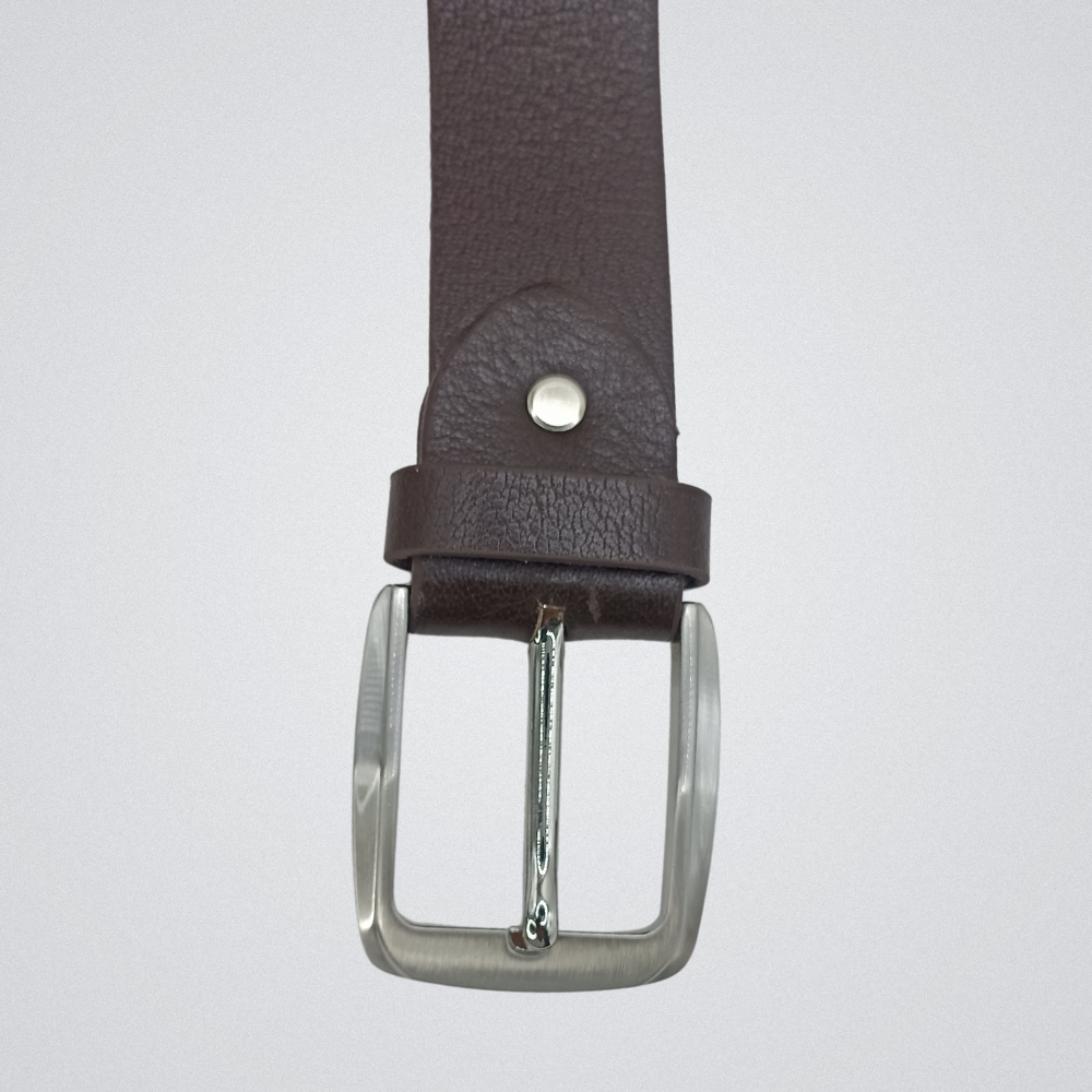 Full Grain Soft Brown Leather Belt with Chrome Buckle