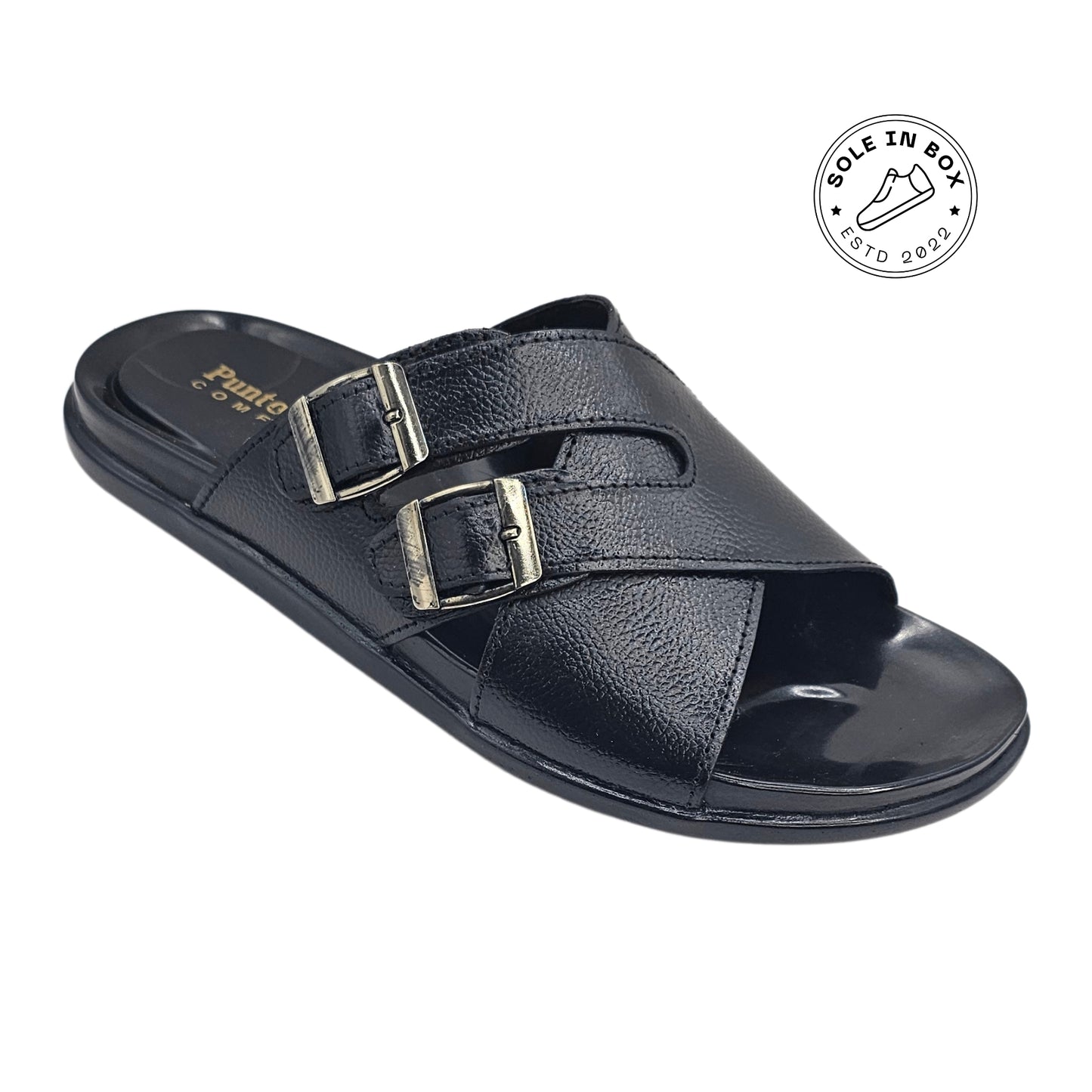Punto Zero Comfort Medicated Sole Black Leather Slipper