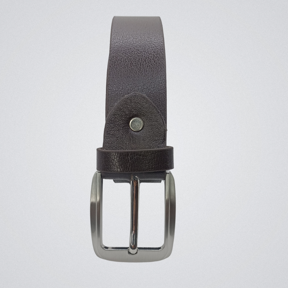 Full Grain Soft Brown Leather Belt with Chrome Buckle