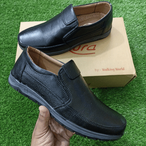 Luxura Black Leather Imported Sole Degar Shoes
