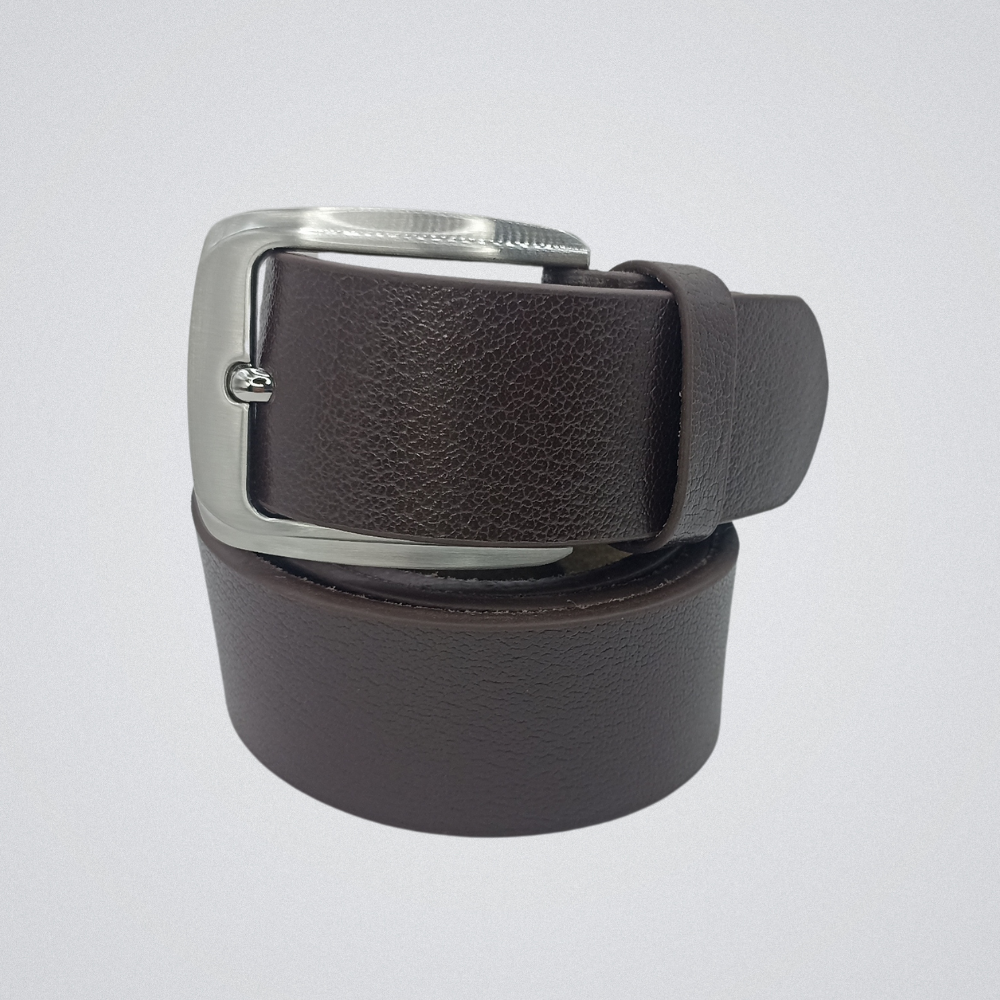 Full Grain Soft Brown Leather Belt with Chrome Buckle