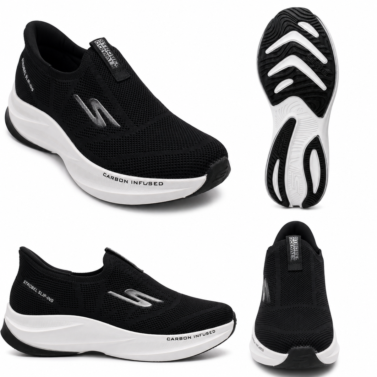 Strobel Max Cushioning Black Imported Slip-Ins Sneakers