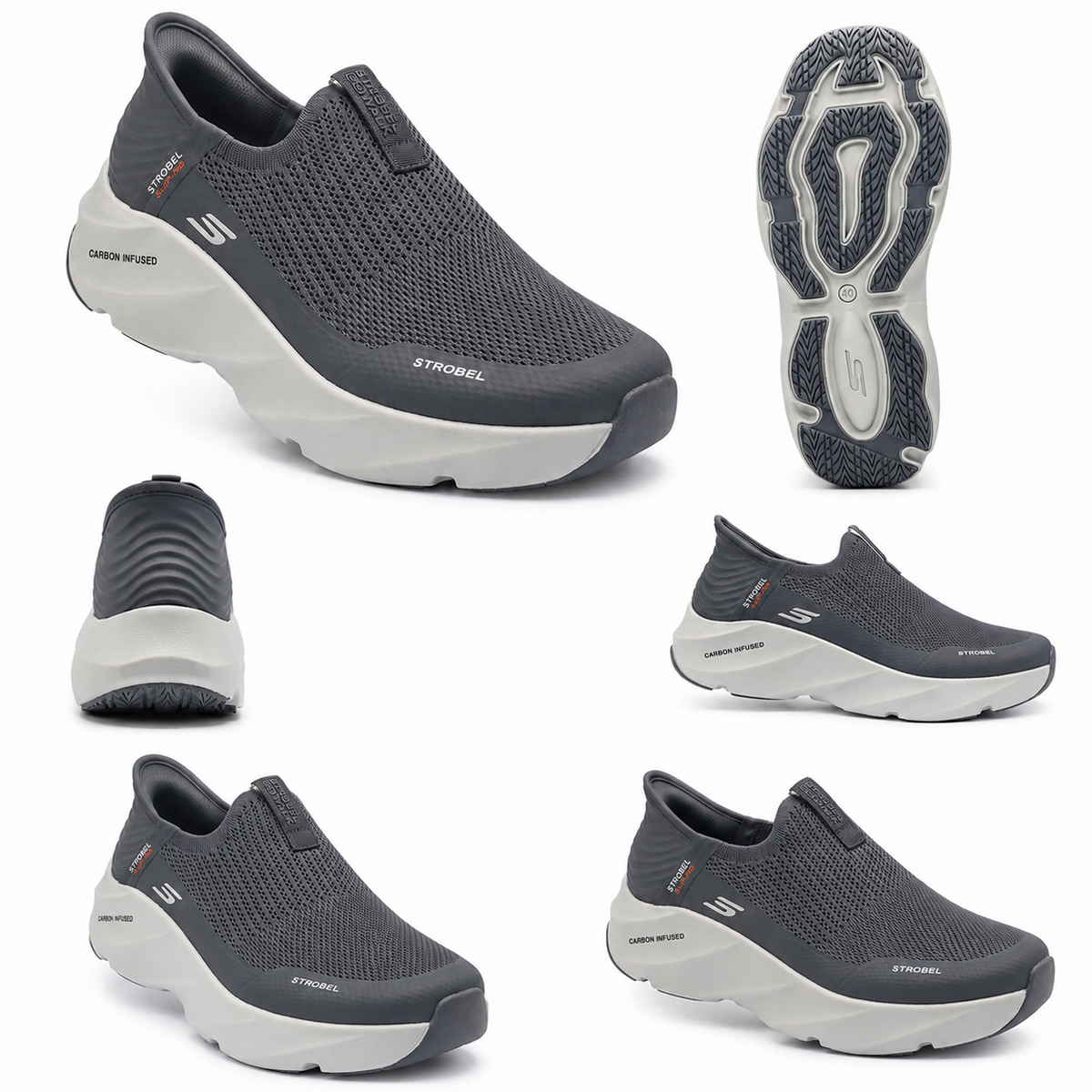 Strobel Max Cushioning Grey Premium Arch Fit Slip-Ins Sneakers